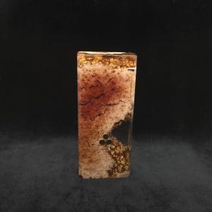 This image portrays Dynavap Dugout Device/Material Storage Case-Manzanita Burl Hybrid XL by Dovetail Woodwork.
