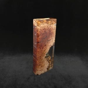 This image portrays Dynavap Dugout Device/Material Storage Case-Manzanita Burl Hybrid XL by Dovetail Woodwork.