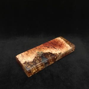 This image portrays Dynavap Dugout Device/Material Storage Case-Manzanita Burl Hybrid XL by Dovetail Woodwork.