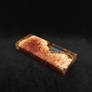 This image portrays Dynavap Dugout Device/Material Storage Case-Manzanita Burl Hybrid XL by Dovetail Woodwork.
