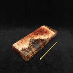 This image portrays Dynavap Dugout Device/Material Storage Case-Manzanita Burl Hybrid XL by Dovetail Woodwork.