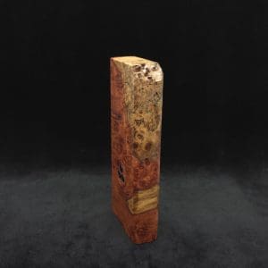 This image portrays Dynavap Dugout Device/Material Storage Case-Live Edge Two-Tone Amboyna Burl XL by Dovetail Woodwork.