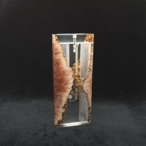 This image portrays Dynavap Dugout Device/Material Storage Case-Manzanita Burl Hybrid XXL by Dovetail Woodwork.