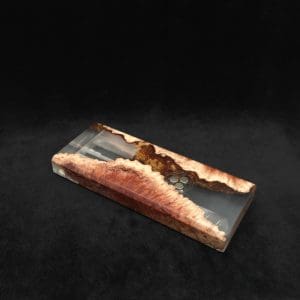 This image portrays Dynavap Dugout Device/Material Storage Case-Manzanita Burl Hybrid XXL by Dovetail Woodwork.