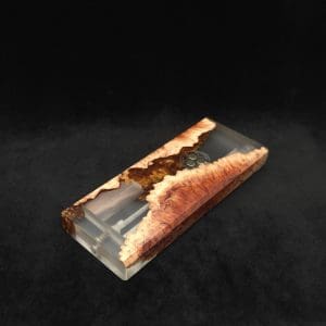 This image portrays Dynavap Dugout Device/Material Storage Case-Manzanita Burl Hybrid XXL by Dovetail Woodwork.