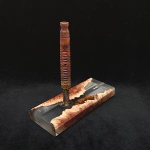 This image portrays Dynavap Dugout Device/Material Storage Case-Manzanita Burl Hybrid XXL by Dovetail Woodwork.