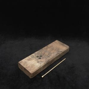 This image portrays Dynavap Device Dugout/Material Storage Case-Raw Walnut Burl-Slim Stash XL by Dovetail Woodwork.
