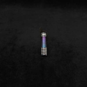 This image portrays DynaVap Titanium Tip: HALO-Polished Titanium/Gradient Blue-Teal-Purple-Anodized by Dovetail Woodwork.