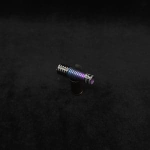 This image portrays DynaVap Titanium Tip: HALO-Polished Titanium/Gradient Blue-Teal-Purple-Anodized by Dovetail Woodwork.