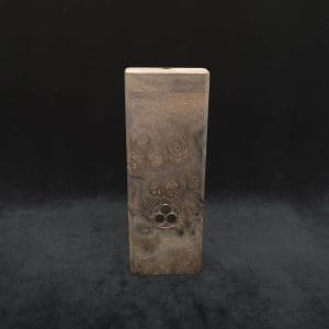 This image portrays Dynavap Device Dugout/Material Storage Case-Raw Walnut Burl-Slim Stash XL by Dovetail Woodwork.