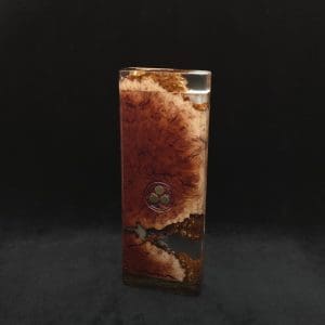 This image portrays Dynavap Dugout Device/Material Storage Case-Manzanita Burl Hybrid XXL by Dovetail Woodwork.