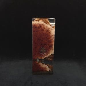 This image portrays Dynavap Dugout Device/Material Storage Case-Manzanita Burl Hybrid XXL by Dovetail Woodwork.