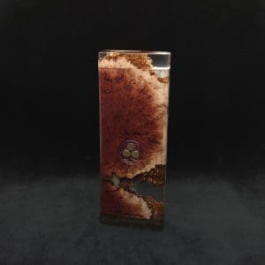 This image portrays Dynavap Dugout Device/Material Storage Case-Manzanita Burl Hybrid XXL by Dovetail Woodwork.