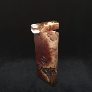 This image portrays Dynavap Dugout Device/Material Storage Case-Manzanita Burl Hybrid XXL by Dovetail Woodwork.