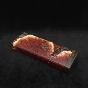 This image portrays Dynavap Dugout Device/Material Storage Case-Manzanita Burl Hybrid XXL by Dovetail Woodwork.