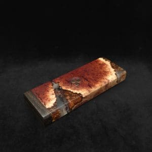 This image portrays Dynavap Dugout Device/Material Storage Case-Manzanita Burl Hybrid XXL by Dovetail Woodwork.