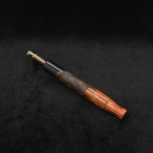 This image portrays Tri-Axial XL Dynavap Stem Buckeye Burl Hybrid + (2) Book-Matched M.P.'s by Dovetail Woodwork.