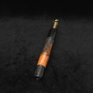 This image portrays Tri-Axial XL Dynavap Stem Buckeye Burl Hybrid + (2) Book-Matched M.P.'s by Dovetail Woodwork.