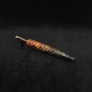 This image portrays Specialty Spiral Design XL Hybrid Dynavap Stem + Book-Matched M.P. - New! by Dovetail Woodwork.
