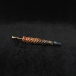 This image portrays Specialty Spiral Design XL Hybrid Dynavap Stem + Book-Matched M.P. - New! by Dovetail Woodwork.
