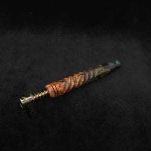 This image portrays Specialty Spiral Design XL Hybrid Dynavap Stem + Book-Matched M.P. - New! by Dovetail Woodwork.