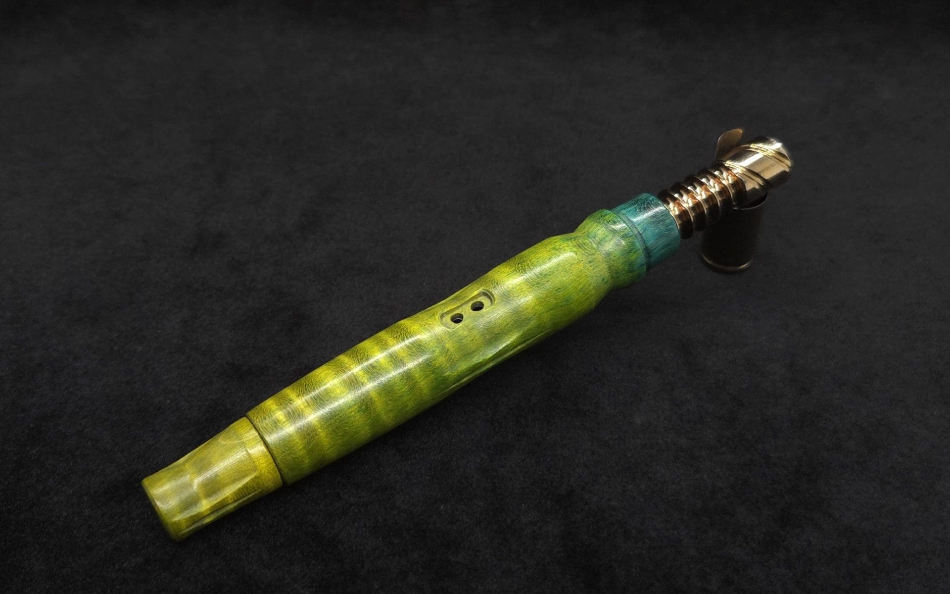 This image portrays Diamond Wing XL Burl Dynavap Stem + Book-Matched M.P. by Dovetail Woodwork.