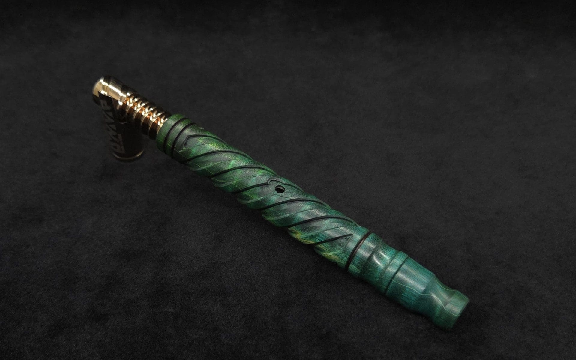 This image portrays Attenuated Helix Dynavap XL Burl Stem + Book-Matched Mouthpiece-NEW! ☘ by Dovetail Woodwork.
