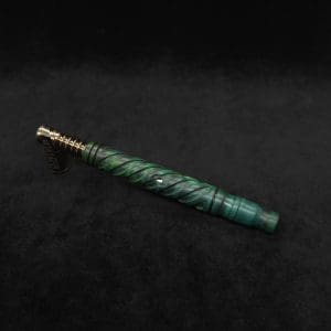 This image portrays Attenuated Helix Dynavap XL Burl Stem + Book-Matched Mouthpiece-NEW! ☘ by Dovetail Woodwork.