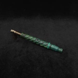 This image portrays Attenuated Helix Dynavap XL Burl Stem + Book-Matched Mouthpiece-NEW! ☘ by Dovetail Woodwork.