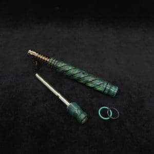 This image portrays Attenuated Helix Dynavap XL Burl Stem + Book-Matched Mouthpiece-NEW! ☘ by Dovetail Woodwork.