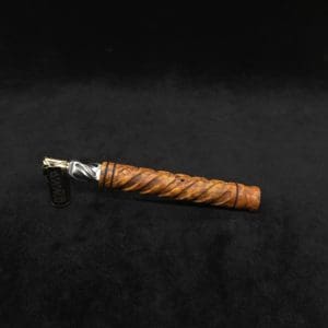 This image portrays Attenuated Helix Dynavap XL Burl Stem + Book-Matched Mouthpiece-NEW! ☘ by Dovetail Woodwork.