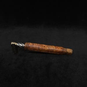 This image portrays No-Roll XL Burl Dynavap Stem + Book-Matched M.P. by Dovetail Woodwork.
