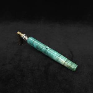 This image portrays Tri-Channel XL Dynavap Stem Wavy Maple Burl + Book-Matched M.P. ☘ by Dovetail Woodwork.