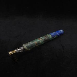 This image portrays Tri-Channel XL Dynavap Stem Buckeye Burl Hybrid + Book-Matched M.P. ☘ by Dovetail Woodwork.