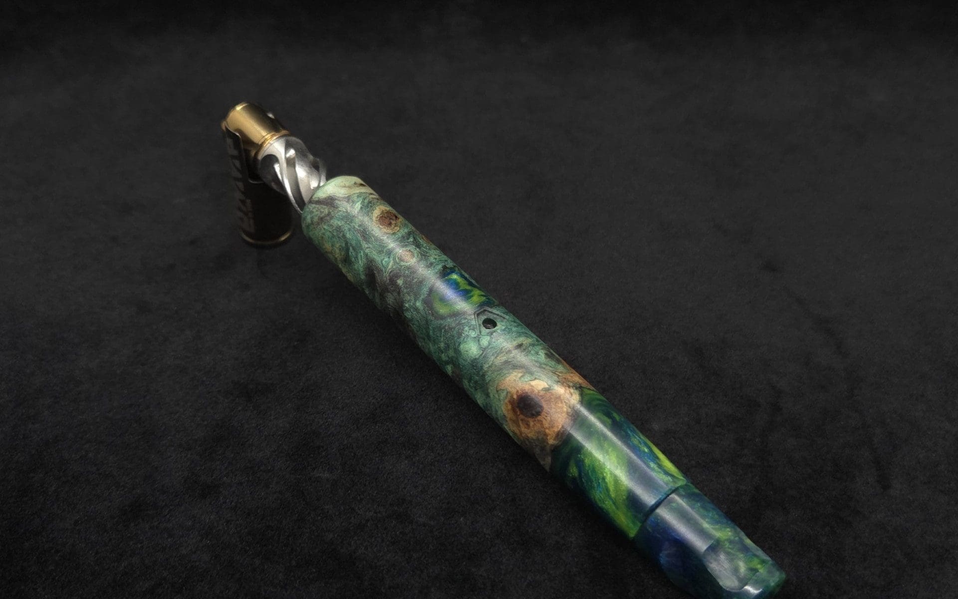 This image portrays Dynavap XL Burl Hybrid Cosmic Stem-Eclipse Design + Book-Matched M.P. by Dovetail Woodwork.