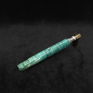 This image portrays Tri-Channel XL Dynavap Stem Wavy Maple Burl + Book-Matched M.P. ☘ by Dovetail Woodwork.