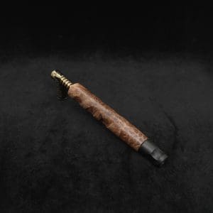 This image portrays Tri-Channel XL Dynavap Stem Highly Figured Maple Burl + Ebony M.P. ☘ by Dovetail Woodwork.