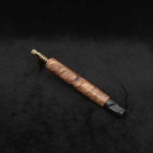 This image portrays Tri-Channel XL Dynavap Stem Highly Figured Maple Burl + Ebony M.P. ☘ by Dovetail Woodwork.