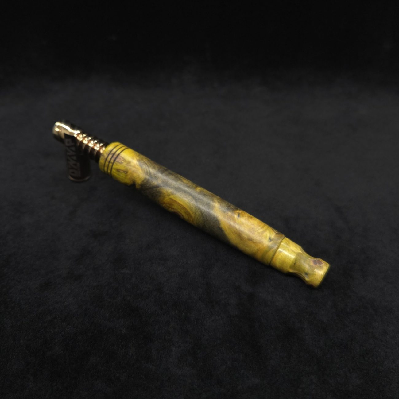 This image portrays Blunt XL Dynavap Hybrid Burl Stem + Book-Matched M.P. ☘ by Dovetail Woodwork.