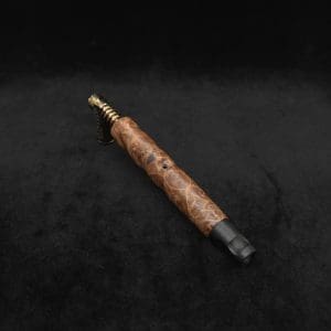 This image portrays Tri-Channel XL Dynavap Stem Highly Figured Maple Burl + Ebony M.P. ☘ by Dovetail Woodwork.
