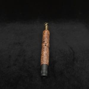 This image portrays Tri-Channel XL Dynavap Stem Highly Figured Maple Burl + Ebony M.P. ☘ by Dovetail Woodwork.