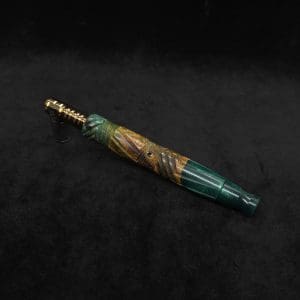 This image portrays Vertex XL Burl Hybrid Dynavap Stem + Book-Matched M.P. - NEW! ☘ by Dovetail Woodwork.