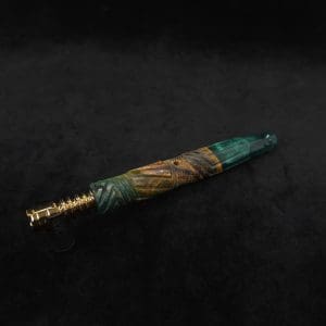 This image portrays Vertex XL Burl Hybrid Dynavap Stem + Book-Matched M.P. - NEW! ☘ by Dovetail Woodwork.