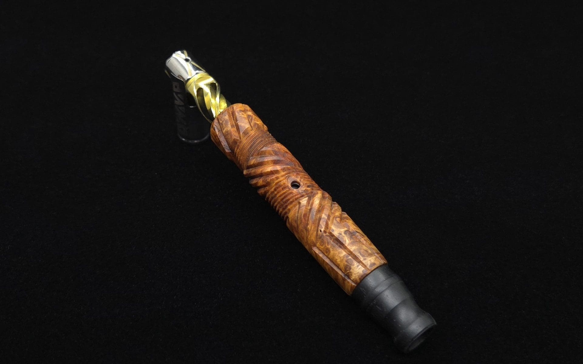 This image portrays Vertex (Standard) Burl Dynavap Stem + Matched Ebony M.P. - NEW! ☘ by Dovetail Woodwork.