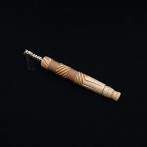 This image portrays Vertex XL Pale Moon Ebony Dynavap Stem + Book-Matched Barrel M.P. - NEW! ☘ by Dovetail Woodwork.