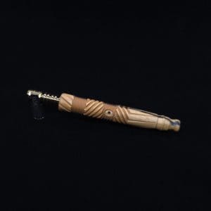 This image portrays Vertex XL Pale Moon Ebony Dynavap Stem + Book-Matched Barrel M.P. - NEW! ☘ by Dovetail Woodwork.