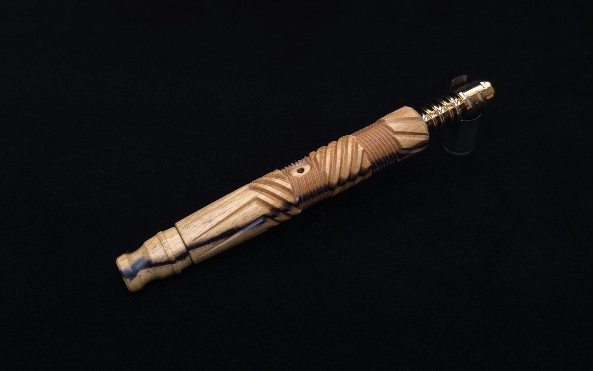 This image portrays Vertex XL Pale Moon Ebony Dynavap Stem + Book-Matched Barrel M.P. - NEW! ☘ by Dovetail Woodwork.