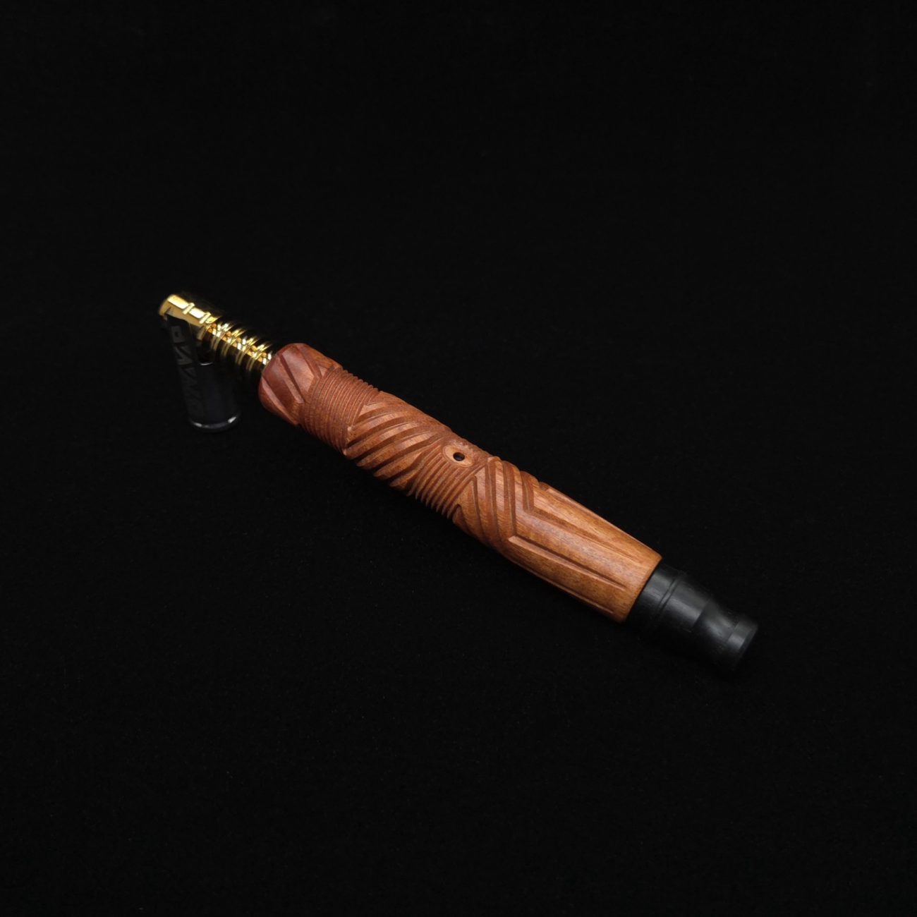 This image portrays Vertex XL Pink Ivory Burl Dynavap Stem + (2) Barrel Mouthpieces - NEW! ☘ by Dovetail Woodwork.