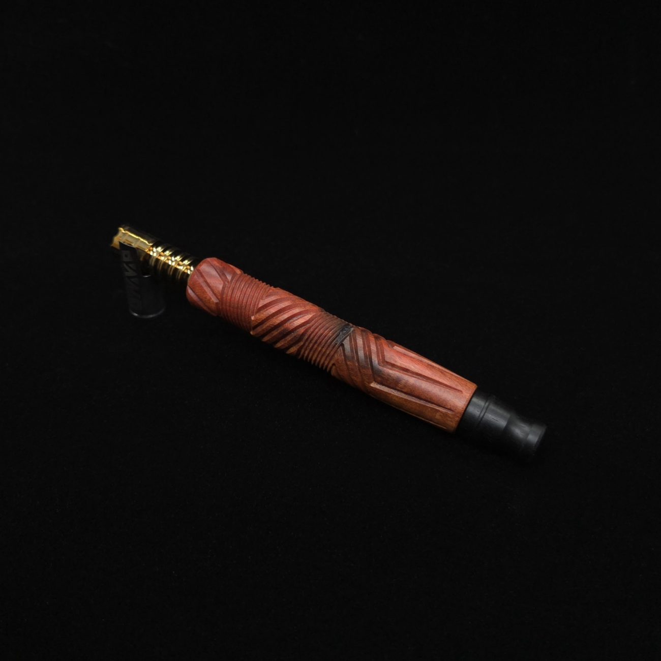 This image portrays Vertex XL Pink Ivory Burl Dynavap Stem + (2) Barrel Mouthpieces - NEW! ☘ by Dovetail Woodwork.