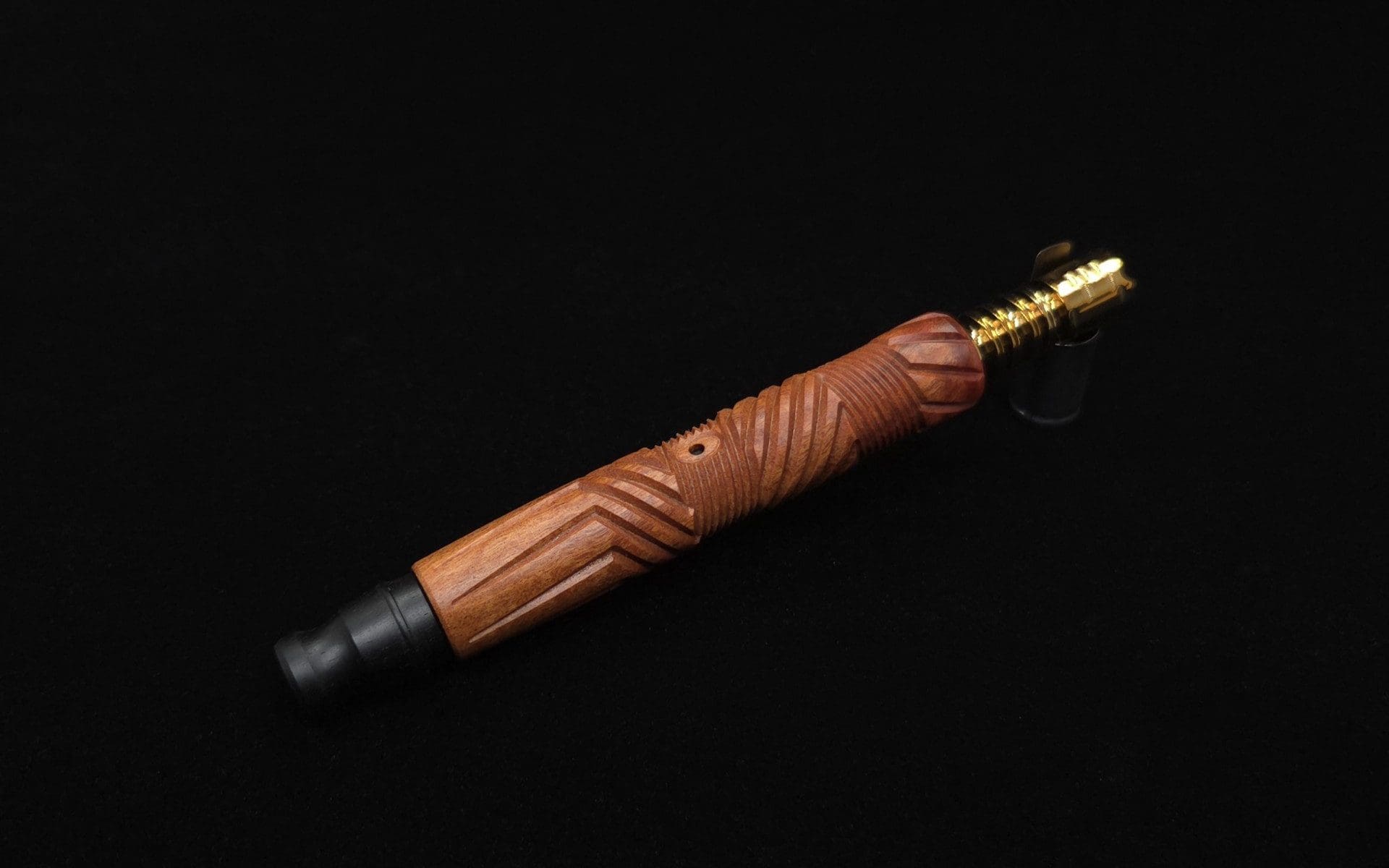 This image portrays Vertex XL Pink Ivory Burl Dynavap Stem + (2) Barrel Mouthpieces - NEW! ☘ by Dovetail Woodwork.